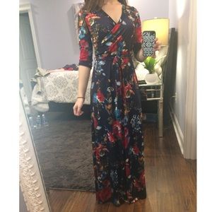 Floral Wrap Style Maxi Dress